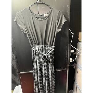 Insta Girl Black & Plaid Jumpsuit Short Sleeve Tie Waist Romper